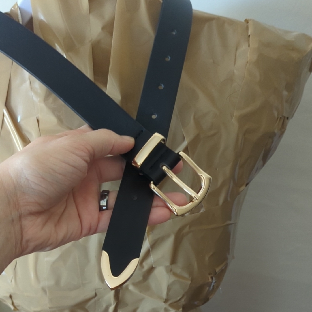 3/$15 Belts - Vince Camuto Black Belt with Gold Detail